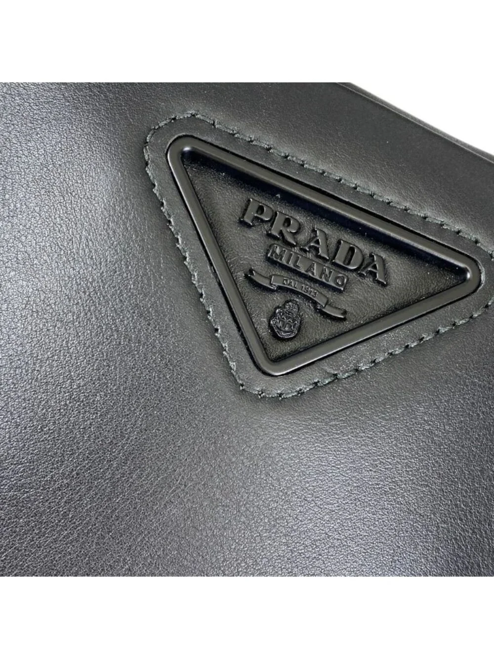 Prada Triangle Logo Mini Shoulder Bag Pouch Leather Black Practical